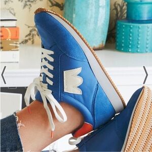 Birdies Roadrunner Sneaker Suede Shoes In Aquamarine Blue/Orange Woman’s 8.5